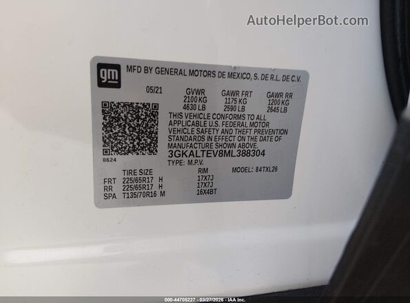 3GKALTEV8ML388304 2021 GMC TERRAIN Белый Вид подкапотного пространства