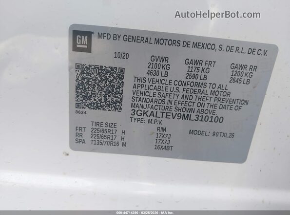 3GKALTEV9ML310100 2021 GMC TERRAIN Белый Вид подкапотного пространства