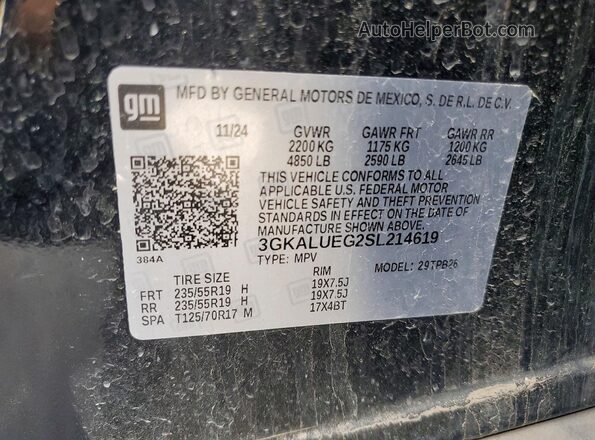 3GKALUEG2SL21461X 2025 GMC TERRAIN Black VIN კოდის სტიკერის ხედი