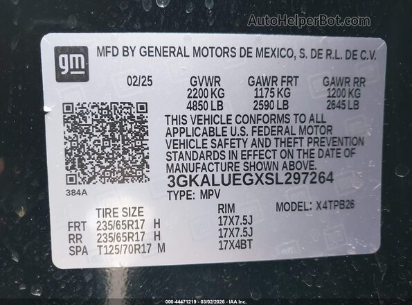 3GKALUEGXSL297264 2025 GMC TERRAIN Black Շարժիչի բաժամունքի տեսք