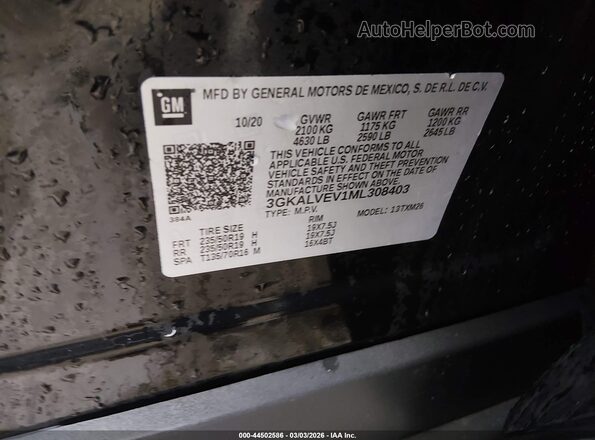 3GKALVEV1ML308403 2021 GMC TERRAIN Black Շարժիչի բաժամունքի տեսք