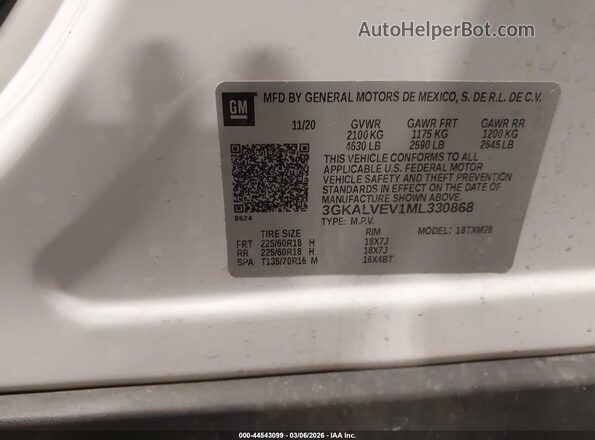 3GKALVEV1ML330868 2021 GMC TERRAIN White Widok komory silnika