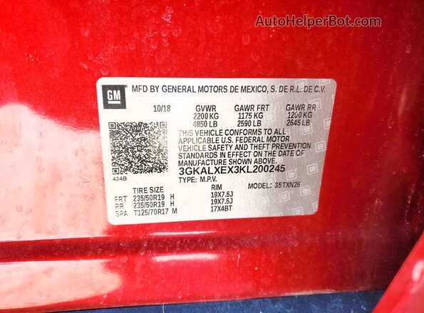 3GKALXEX3KL200245 2019 GMC TERRAIN Красный 