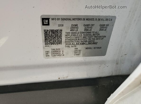 3GKALXEX8KL260862 2019 GMC TERRAIN White 
