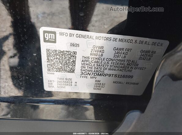 3GN7DMRP9TS116599 2026 CHEVROLET EQUINOX Black Widok komory silnika