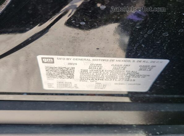 3GNAXHEG3TL273615 2026 CHEVROLET EQUINOX Black Widok naklejki z numerem VIN