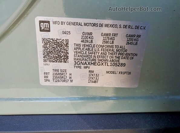 3GNAXHEGXTL105289 2026 CHEVROLET EQUINOX Green 