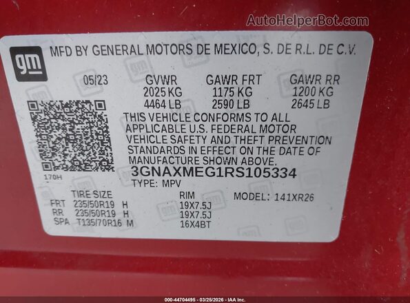 3GNAXMEG1RS105334 2024 CHEVROLET EQUINOX Red Widok komory silnika