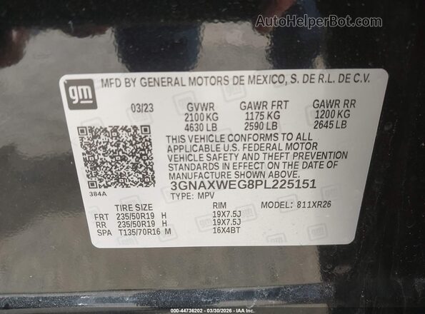 3GNAXWEG8PL225151 2023 CHEVROLET EQUINOX Black Շարժիչի բաժամունքի տեսք