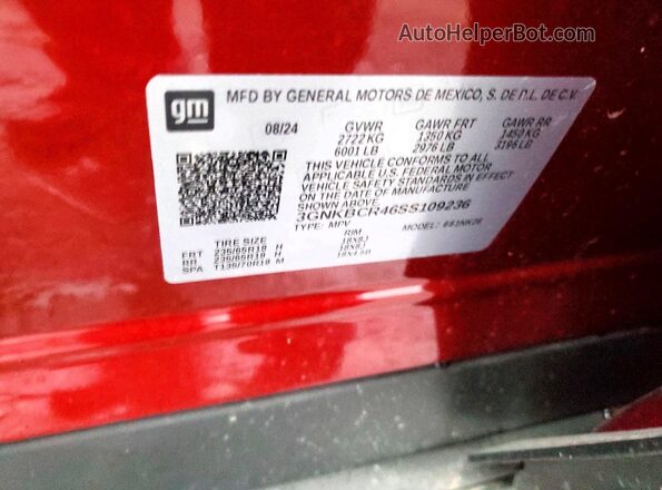 3GNKBCR46SS109236 2025 CHEVROLET BLAZER Red Widok komory silnika