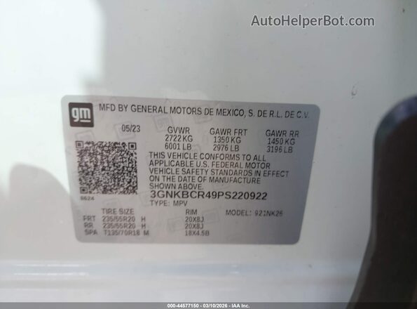 3GNKBCR49PS220922 2023 CHEVROLET BLAZER White Engine compartment view