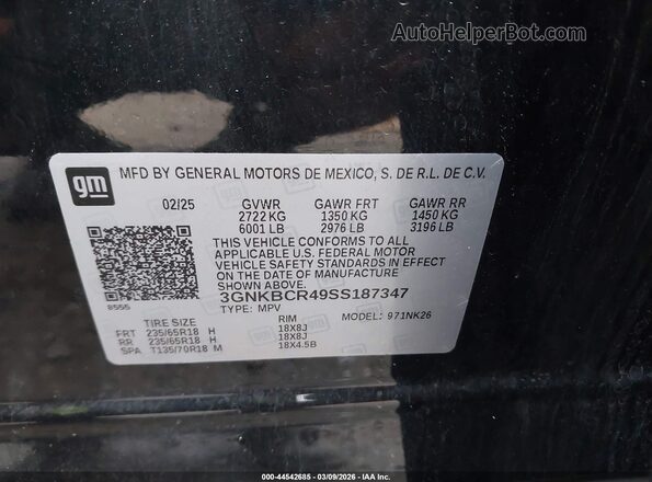 3GNKBCR49SS187347 2025 CHEVROLET BLAZER Черный Вид подкапотного пространства