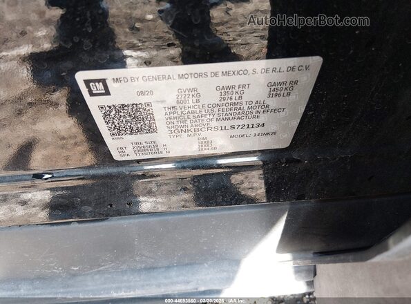3GNKBCRS1LS721134 2020 CHEVROLET BLAZER Black 
