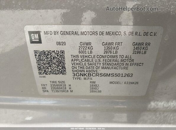3GNKBCRS6MS501263 2021 CHEVROLET BLAZER Brown 