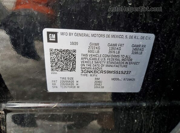 3GNKBCRS9MS515237 2021 CHEVROLET BLAZER Black Vista interior de 360 grados
