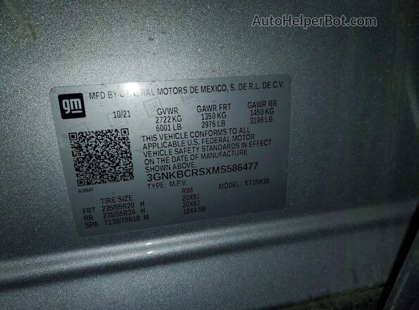 3GNKBCRSXMS586477 2021 CHEVROLET BLAZER Gray Engine compartment view
