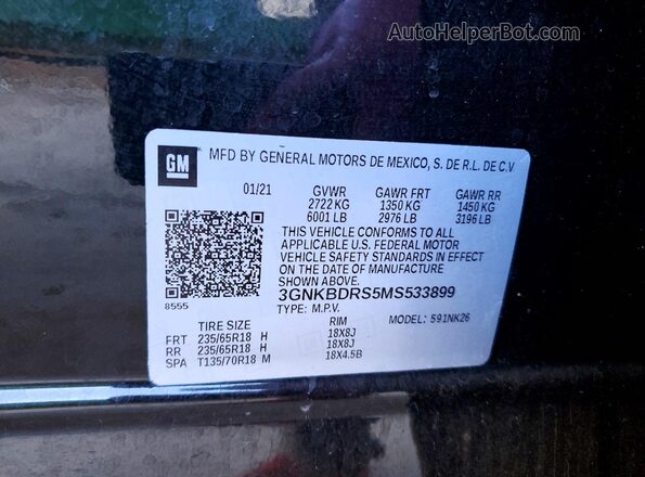 3GNKBDRS5MS533899 2021 CHEVROLET BLAZER Black Вид підкапотного простору