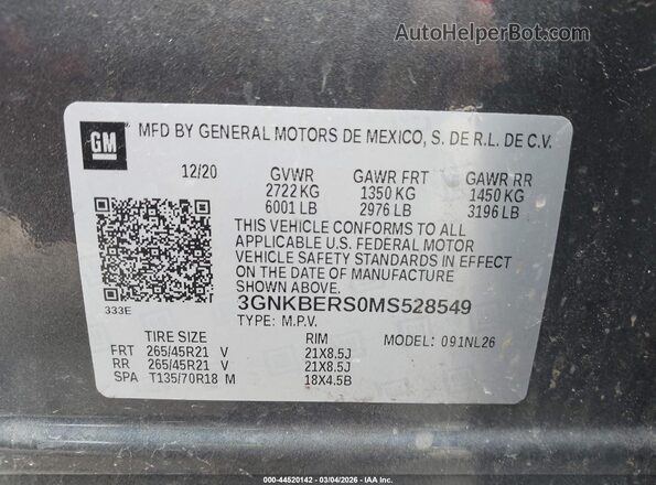 3GNKBERS0MS528549 2021 CHEVROLET BLAZER Gray Engine compartment view