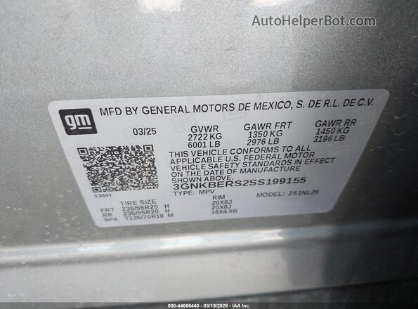 3GNKBERS2SS199155 2025 CHEVROLET BLAZER Бежевый Вид подкапотного пространства
