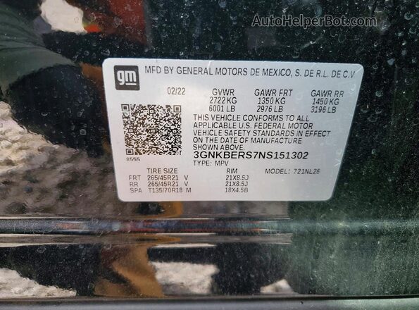3GNKBERS7NS151302 2022 CHEVROLET BLAZER Black Widok wnętrza 360 stopni