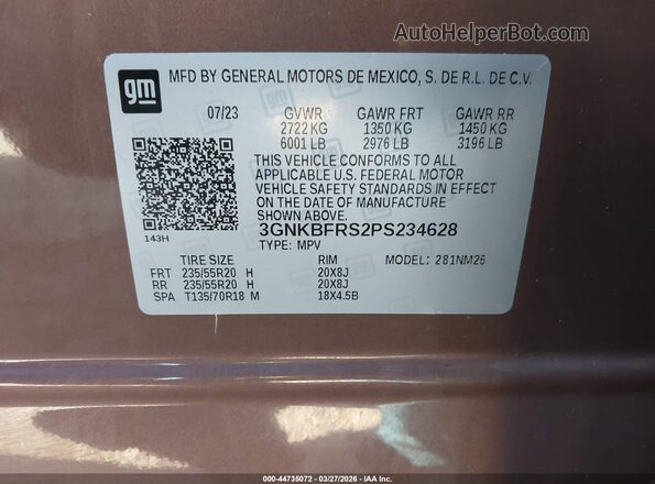 3GNKBFRS2PS234628 2023 CHEVROLET BLAZER Brown Widok komory silnika
