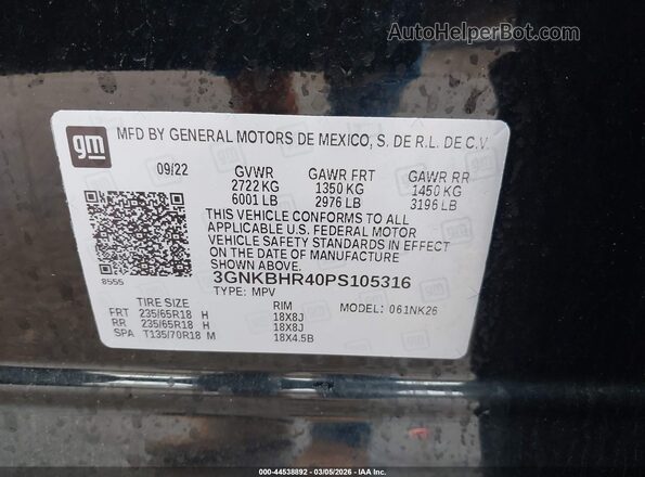 3GNKBHR40PS105316 2023 CHEVROLET BLAZER Черный Вид подкапотного пространства