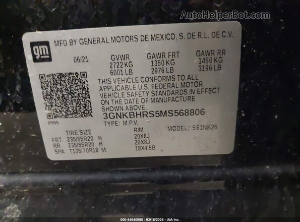 3GNKBHRS5MS568806 2021 CHEVROLET BLAZER Black Widok komory silnika