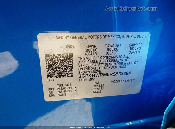 3GPKHWRM5RS533394 2024 HONDA PROLOGUE Blue Engine compartment view