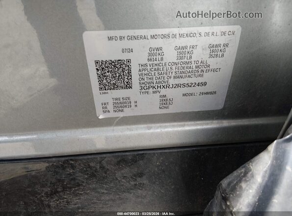 3GPKHXRJ2RS522459 2024 HONDA PROLOGUE Серый Вид подкапотного пространства