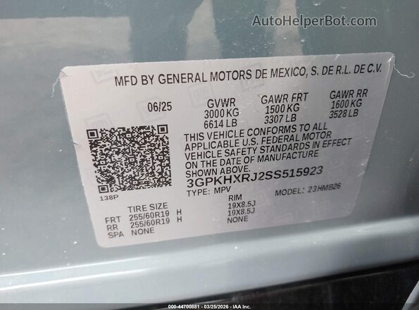 3GPKHXRJ2SS515923 2025 HONDA PROLOGUE Blue Vista del compartimento del motor