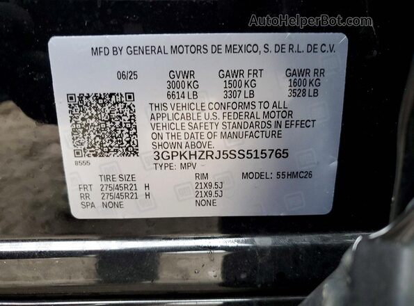 3GPKHZRJ5SS515765 2025 HONDA PROLOGUE Black Vista interior de 360 grados
