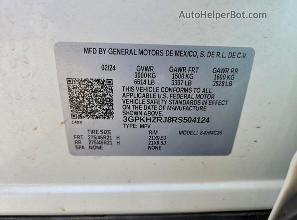 3GPKHZRJ8RS504124 2024 HONDA PROLOGUE White Սալոնի 360 աստիճան տեսք