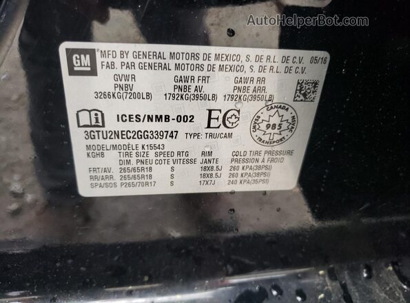 3GTU2NEC2GG339747 2016 GMC SIERRA Black Vista del compartimento del motor