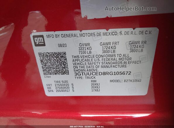 3GTUUCED8RG105672 2024 GMC SIERRA Red 