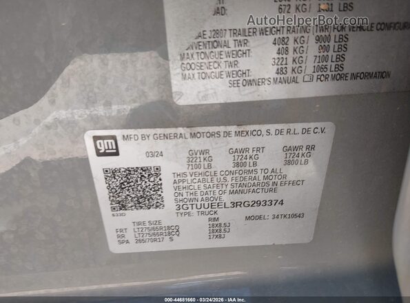 3GTUUEEL3RG293374 2024 GMC SIERRA Gray Engine compartment view