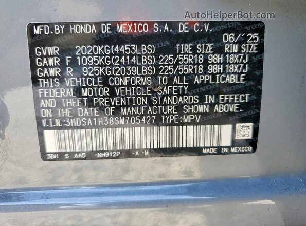 3HDSA1H38SM705427 2025 ACURA ADX Gray 
