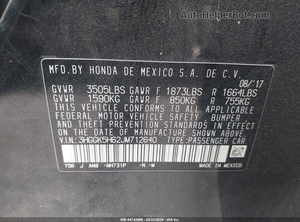 3HGGK5H62JM712640 2018 HONDA FIT Black 