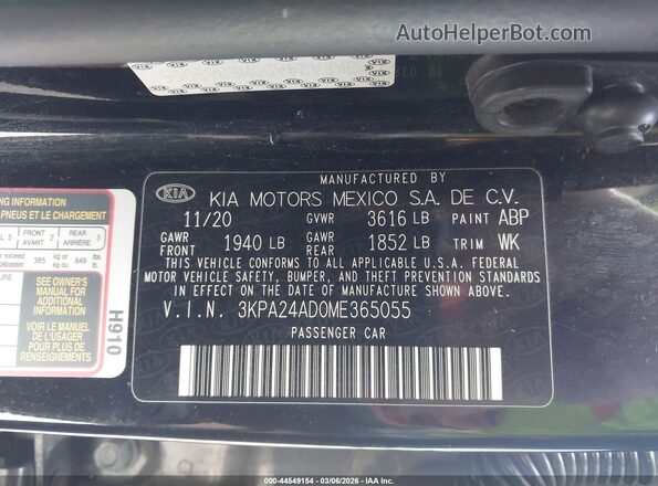 3KPA24AD0ME365055 2021 KIA RIO Черный Вид подкапотного пространства