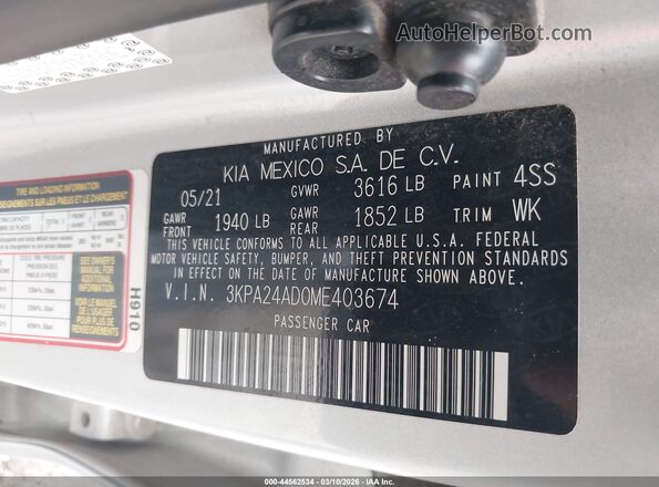 3KPA24AD0ME403674 2021 KIA RIO Silver 