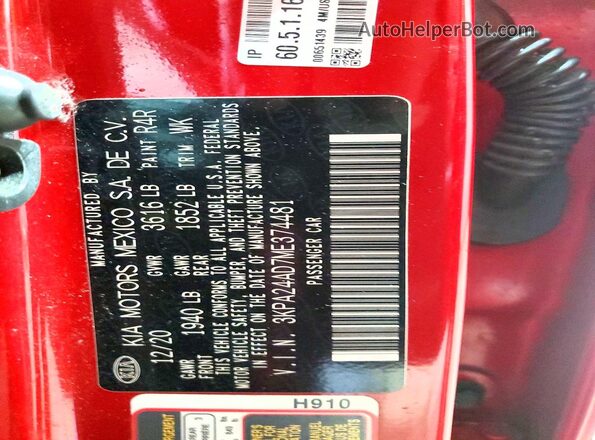 3KPA24AD7ME374481 2021 KIA RIO Red Widok komory silnika