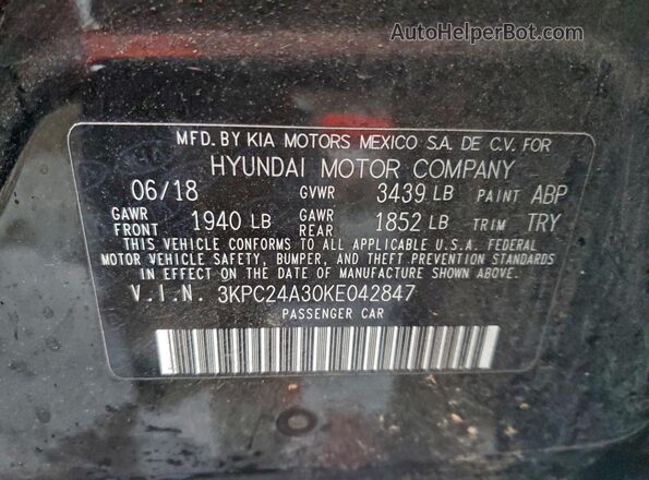 3KPC24A30KE042847 2019 HYUNDAI ACCENT Black 