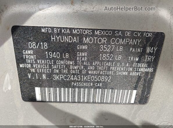 3KPC24A31KE050892 2019 HYUNDAI ACCENT Beige 