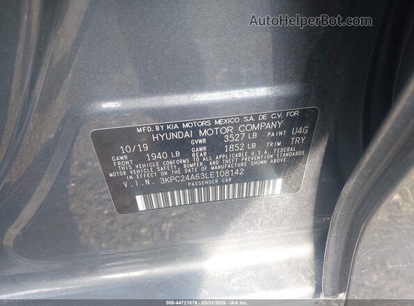 3KPC24A63LE108142 2020 HYUNDAI ACCENT Gray Widok komory silnika