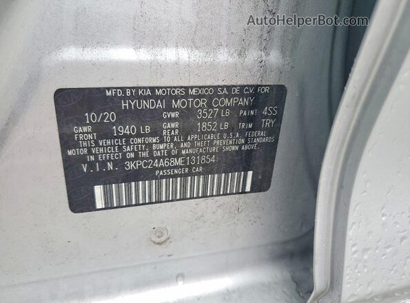3KPC24A68ME131854 2021 HYUNDAI ACCENT Silver Widok naklejki z numerem VIN
