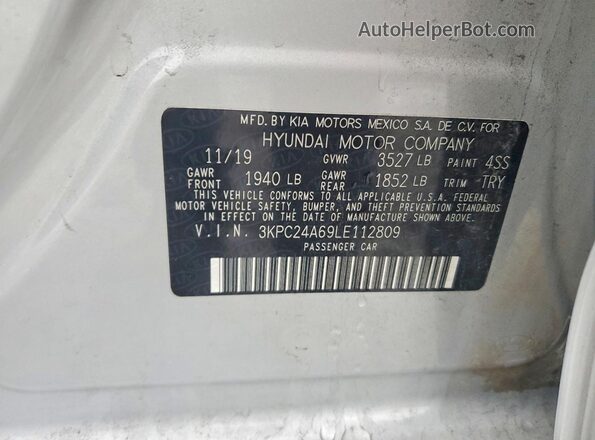 3KPC24A69LE112809 2020 HYUNDAI ACCENT Gray Engine compartment view
