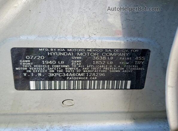 3KPC34A60ME128296 2021 HYUNDAI ACCENT Silver Vista del compartimento del motor