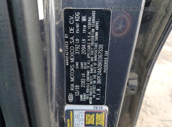 3KPF24AD8KE067338 2019 KIA FORTE Gray 