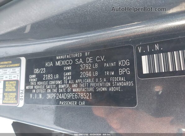3KPF24AD9PE678521 2023 KIA FORTE Gray Widok komory silnika