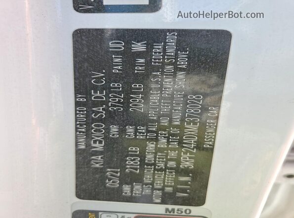 3KPF24ADXME378028 2021 KIA FORTE White Engine compartment view