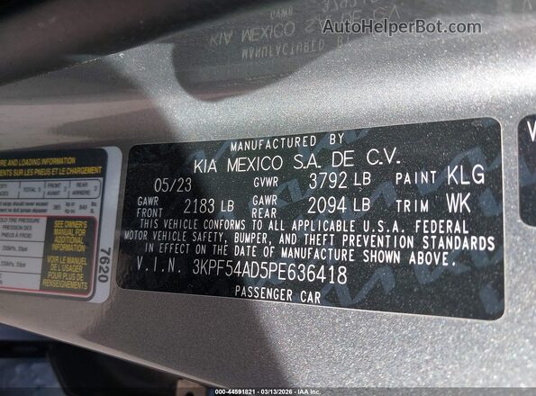 3KPF54AD5PE636418 2023 KIA FORTE Silver Engine compartment view